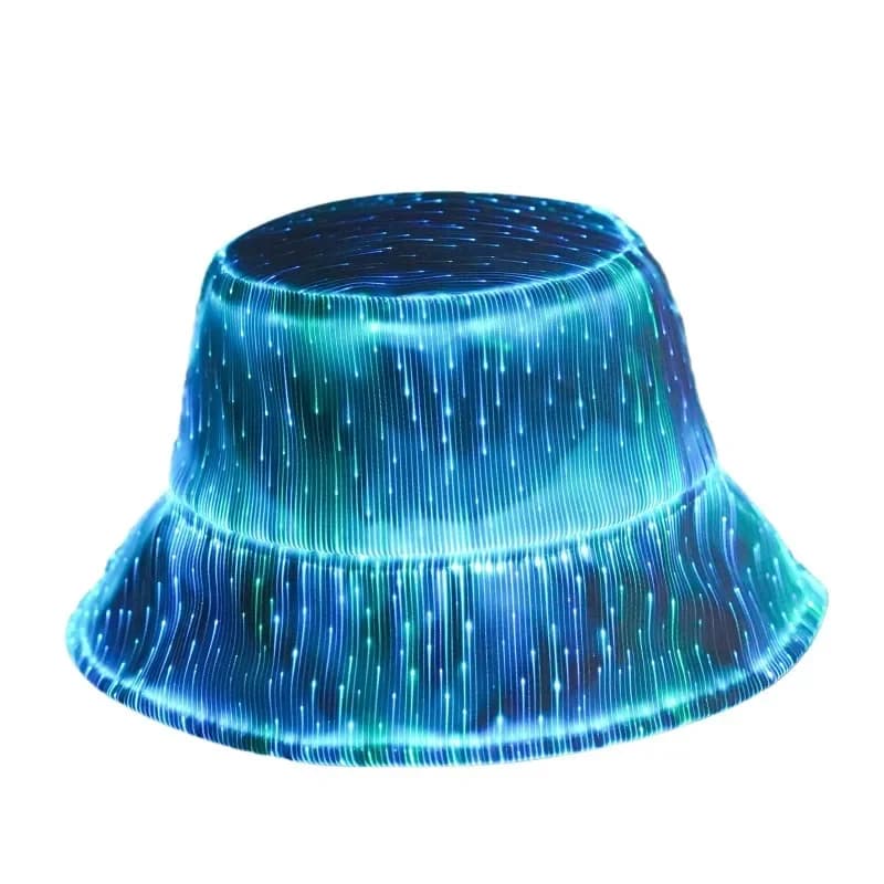 Glowing bucket hat concert fiber optic hat