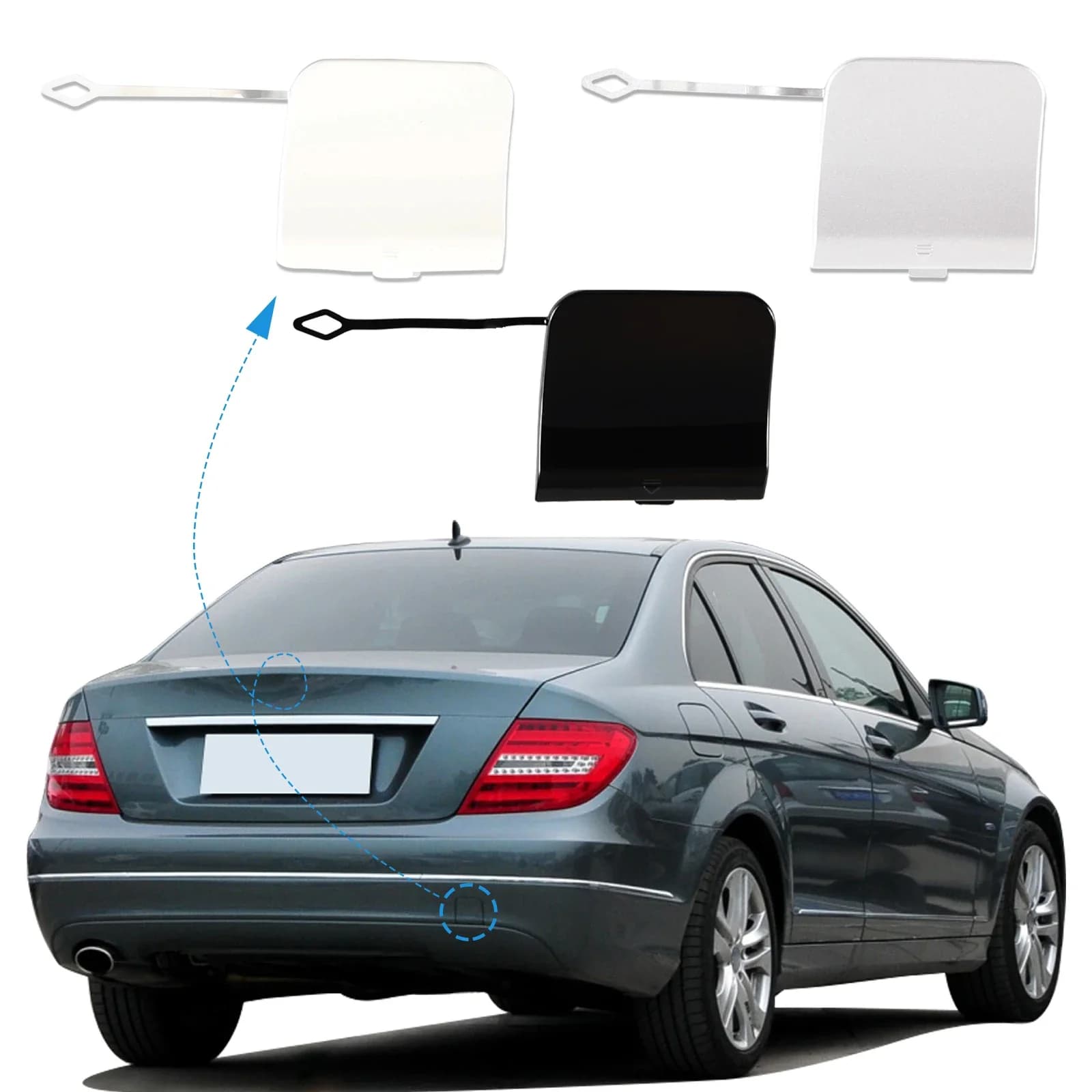 Rear Bumper Tow Hook Cover Cap Towing Eye For Benz W204 C-Class Accessories 2007 2008 2009 2010 2011 2012 A2048855623