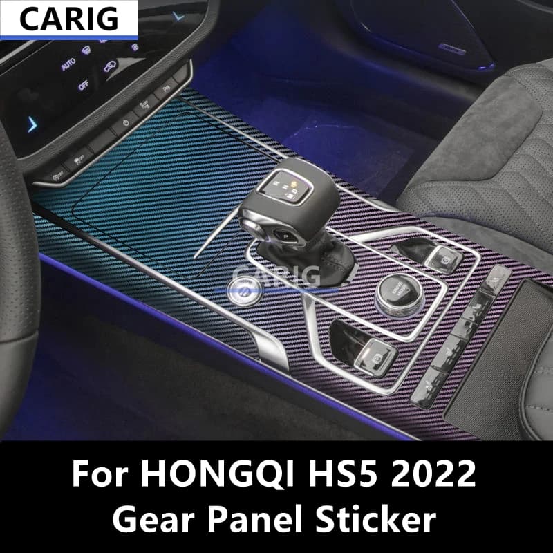 For HONGQI HS5 2022 Gear Panel Sticker Modified Carbon Fiber Interior Car Protective Film Accessories Modification