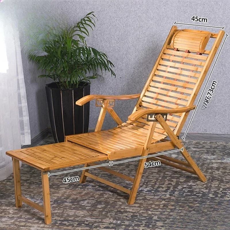 Deckchair folding household lunch break balcony sitting and lying dual-purpose elderly backrest Chinese leisure bamboo
