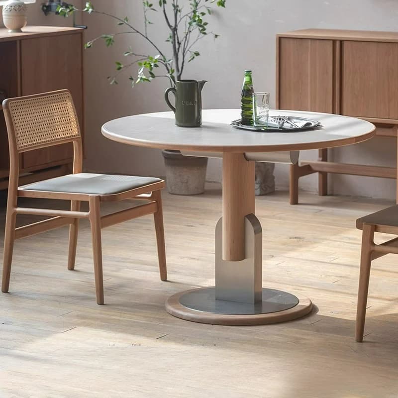 LTT solid wood rock slab round dining table household simple wabi sabi small apartment cookie table
