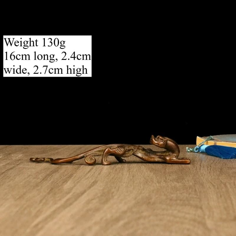 Antique Copper Solid Chilong Paper Weight Pen Holder Ruler Tea Pet Home Desktop Decoration Ornaments Craft Gifts