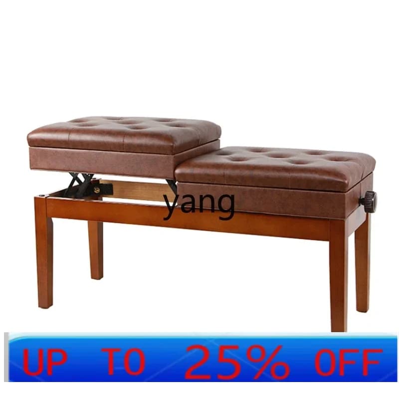 LH  Solid Wood Lifting Child and Mother Double Piano Stool Adjustable Belt Bookcase Chinese Zither Chair
