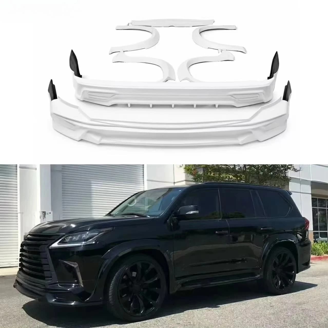New WALD Style for LX570 2015-2021 Body Kit Upgrade Front Lip Diffuser Spoiler Wide-body Kit