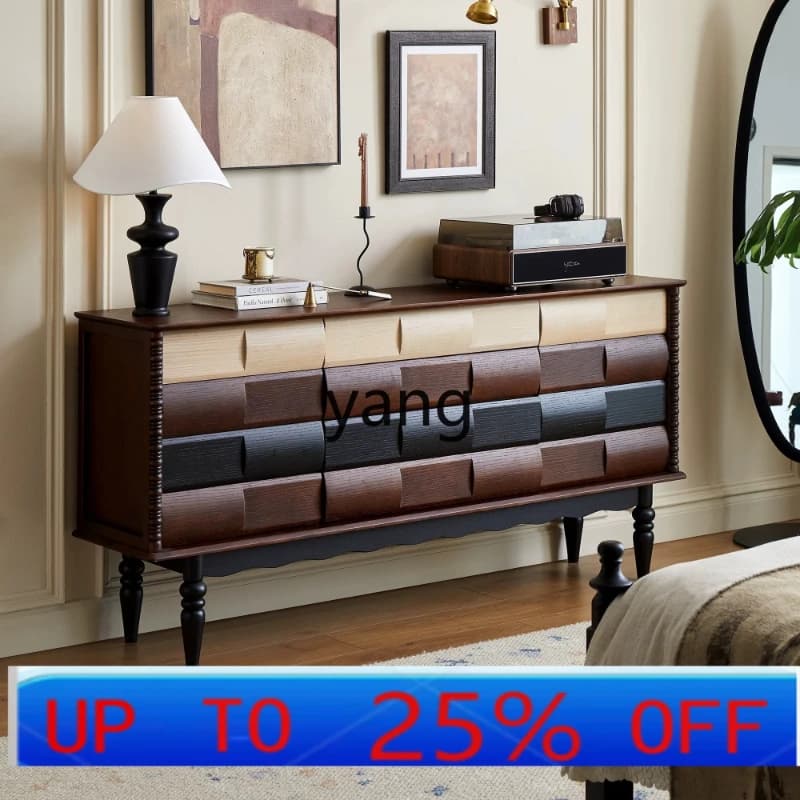 LH French retro solid wood dining side cabinet medieval entrance living room floor cabinet TV cabinet