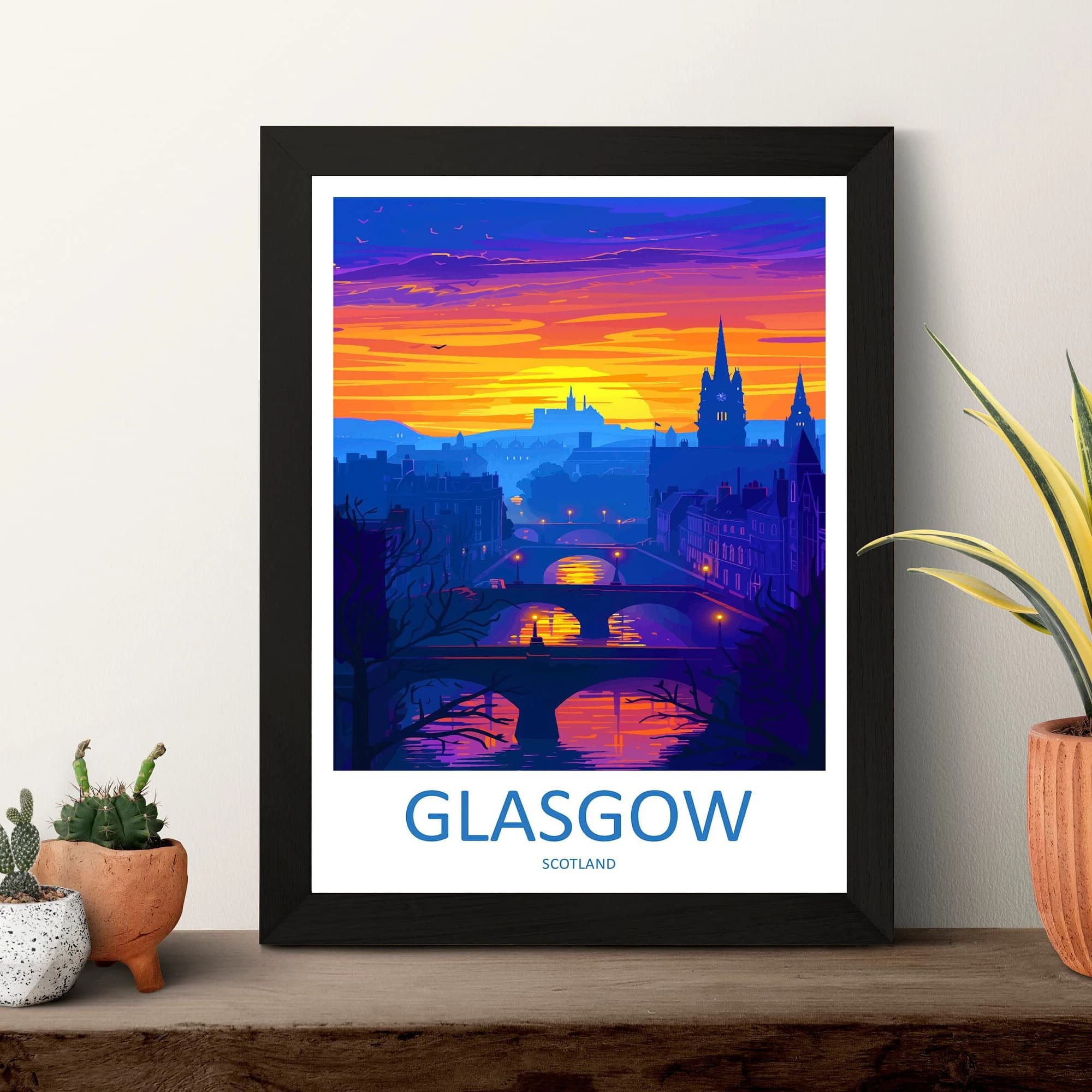 Glasgow Travel Print Wall Art Glasgow Wall Hanging Home Décor Glasgow Gift Art Lovers Scotland Art Lover Gift Glasgow Travel Art
