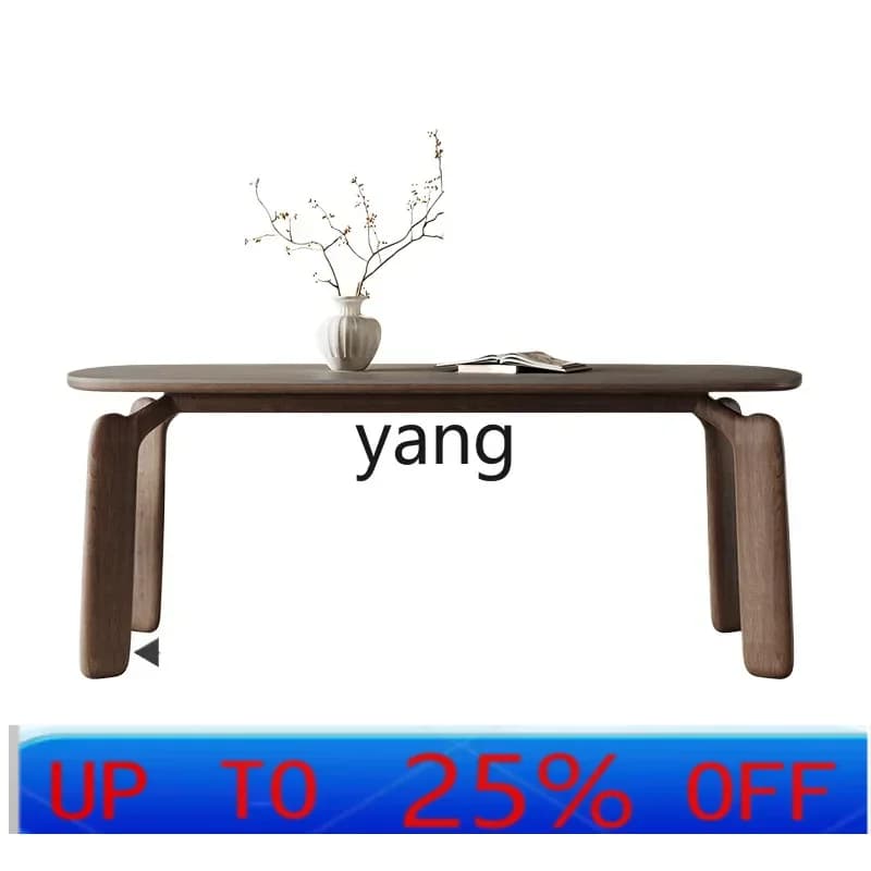 LH  retro walnut solid wood surface household rectangular small apartment special-shaped dining table