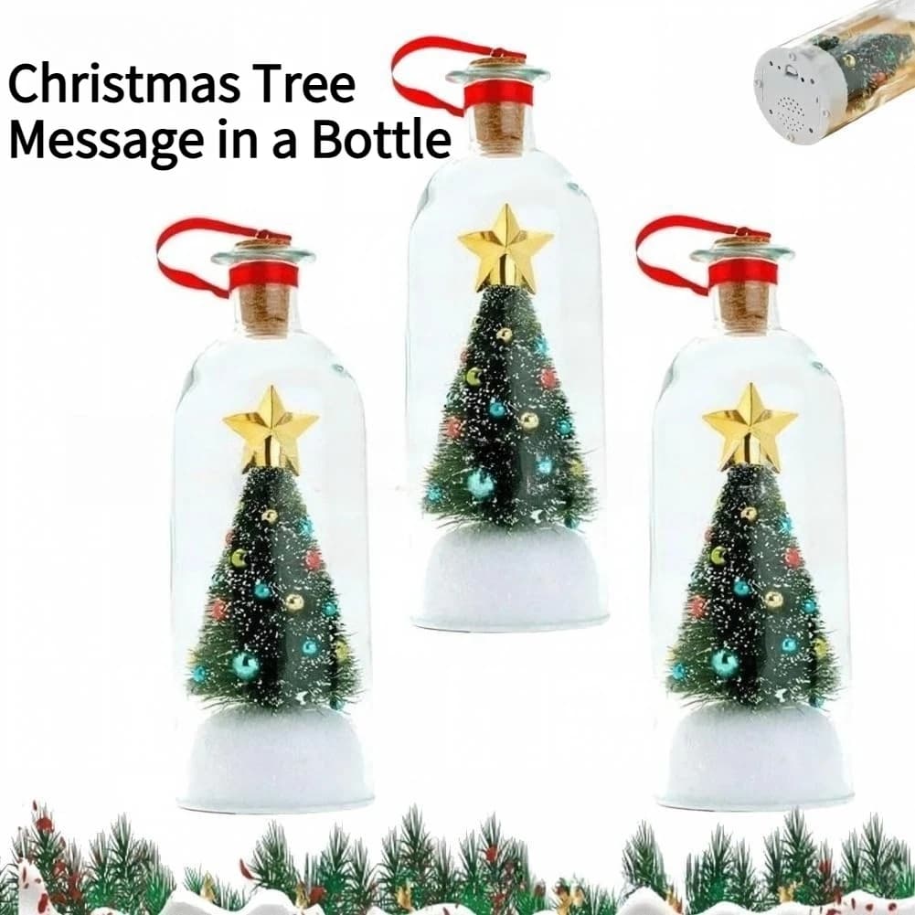 Creative Recordable Christmas Tree Message in A Bottle Ornament Voice Recording Holiday Keepsake with Playback