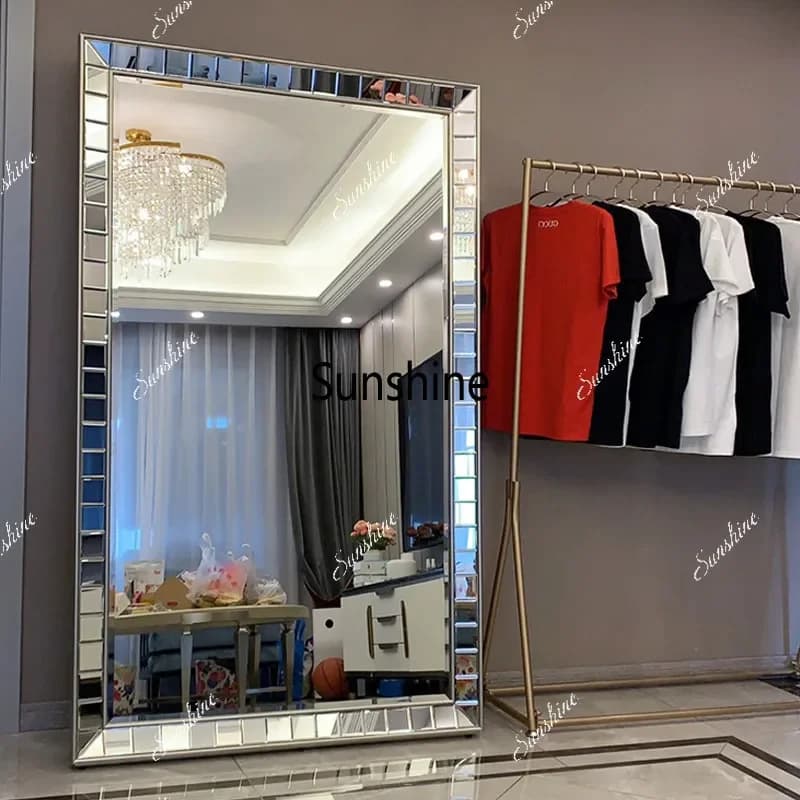 European full-body mirror living room large size high-value floor mirror cloakroom fitting mirrorTJ