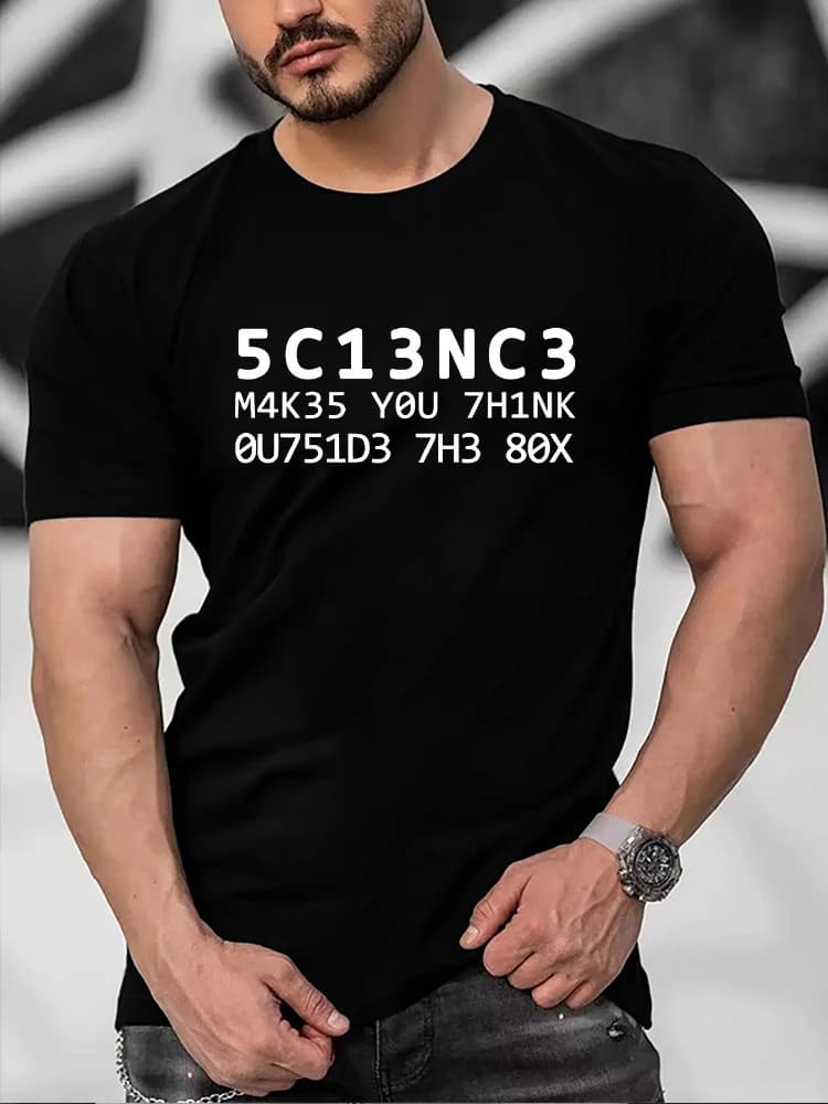 5C13NC3 Funny Humor Pun Graphic design-100% cotton summer O-neck short sleeve casual printed men's T-shirt.