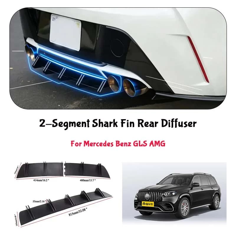 For Mercedes Benz GLS AMG Shark Fin Rear Diffuser Split Chassis Spoiler Auto Aerodynamic Parts Aerodynamic Modification