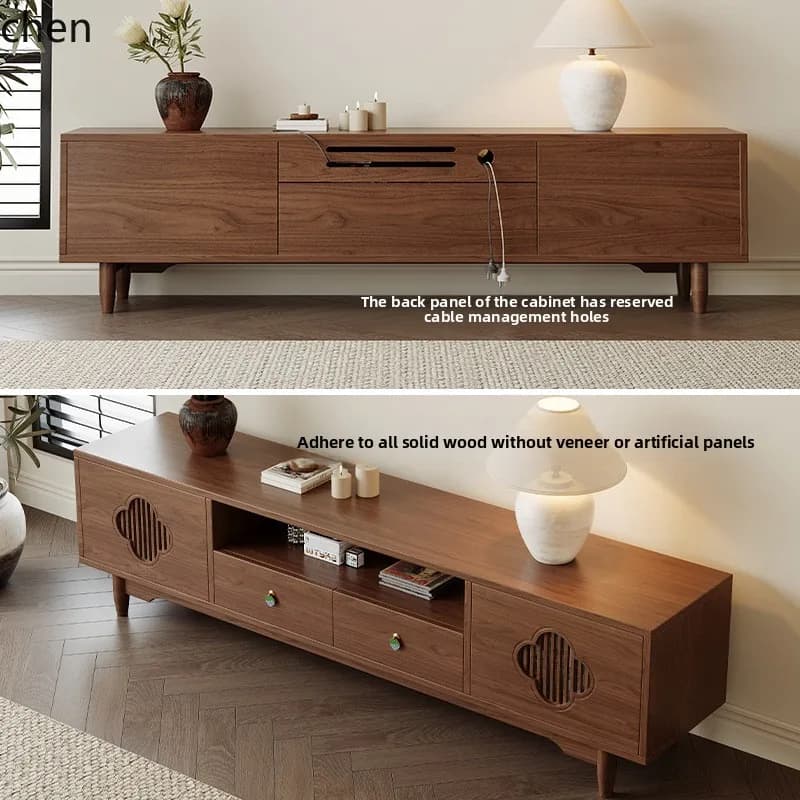 HXL Furniture Solid Wood TV Cabinet Storage Cabinet