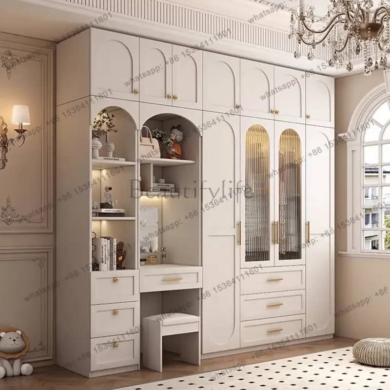 European Luxury Wardrobes White Assemble Design Storage Bedroom Wardrobes Organizer Drawers Corner Mueble Organizador Furniture