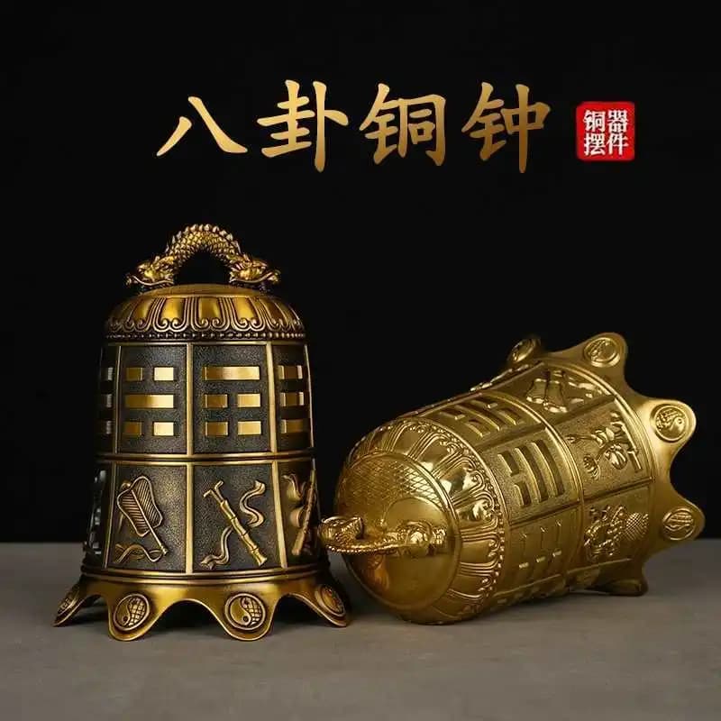 Copper Eight Immortals Ritual Instruments, Temple Copper Bell Ornaments, House Protection Eight Treasures Copper Bell Pendants,