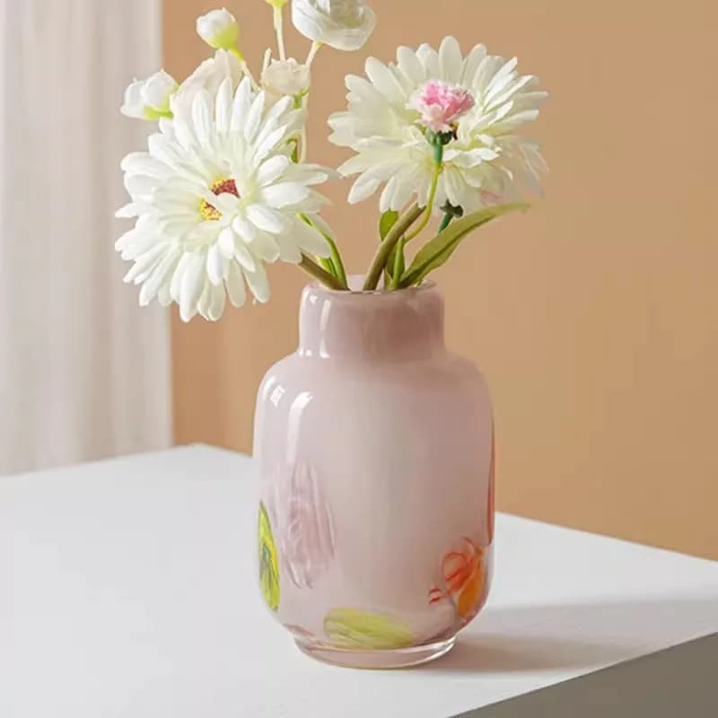 Nordic Color Dot Vase Retro Handmade Glazed Art Flower Arrangement Home Decoration Desktop Ornament Vases Jarrones Flower Pot