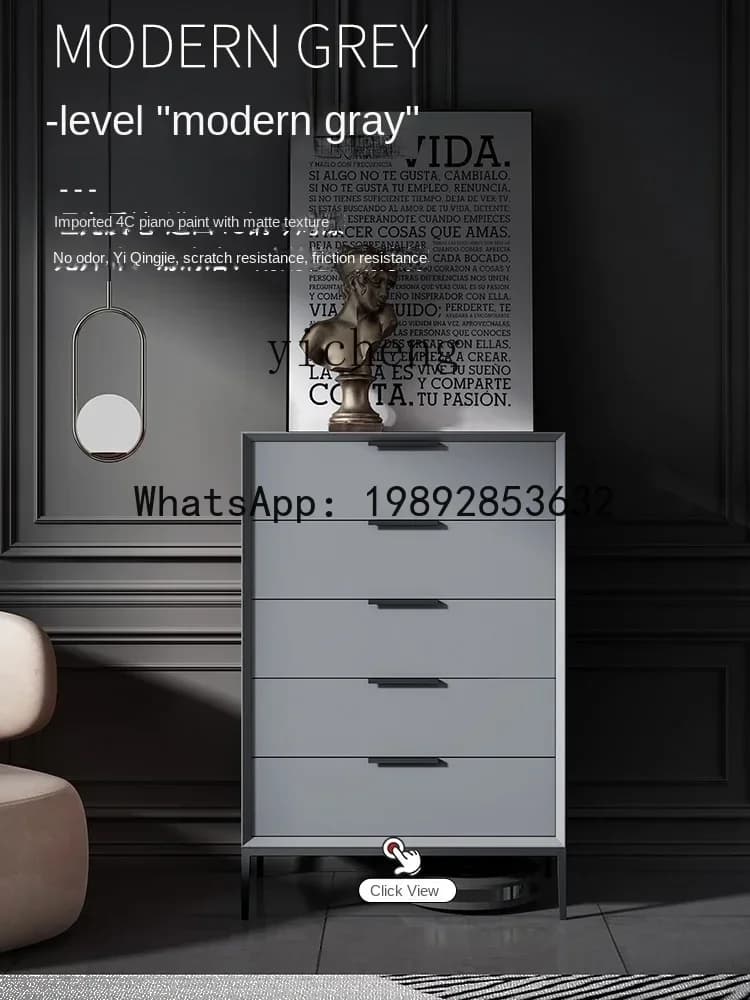 X1 Paint Five Chest of Six Drawers Light Luxury Solid Wood Storage Complete Bedroom Tailstock   Drawer