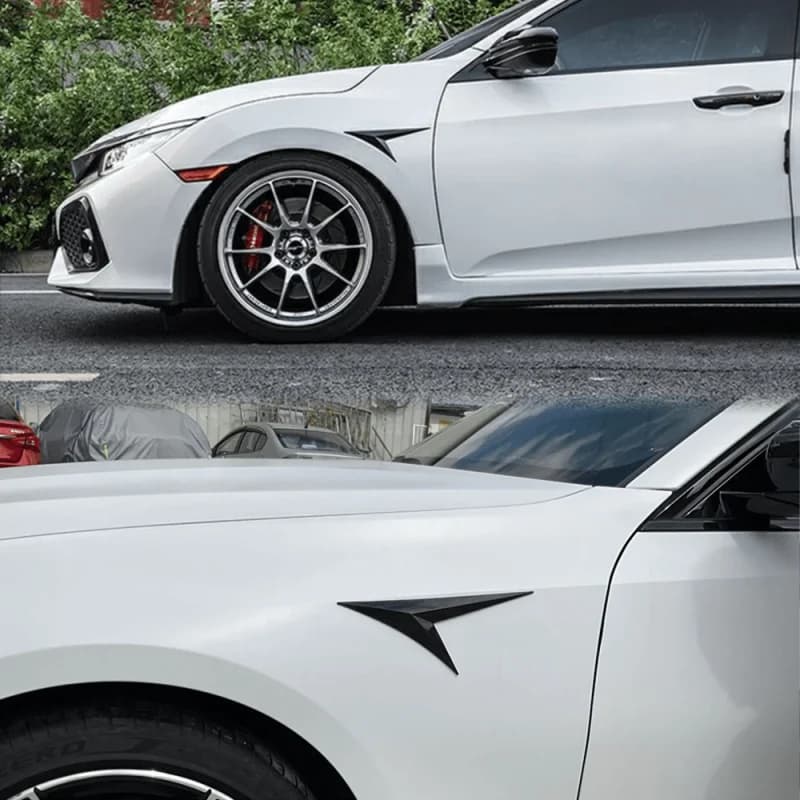 2pcs V Shape Universal Fits Car Side Fender Vent Sticker Car Body Decoration Auto Bonnet Air Intake Flow Hood Scoop Cover