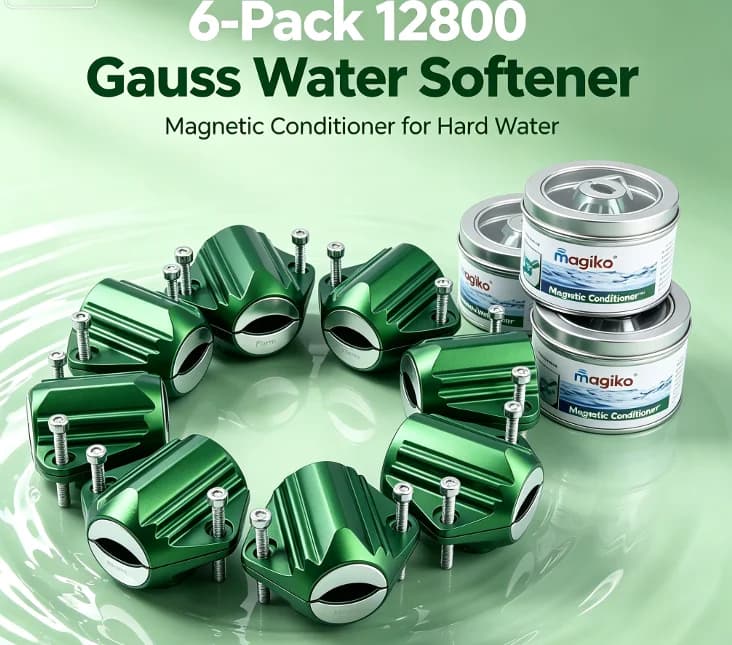 Farm & Household Magnetic Water Softener 12800Gauss No‑Salt Anti‑Scale Conditioner Hard Water Treatment Pipeline Accessory