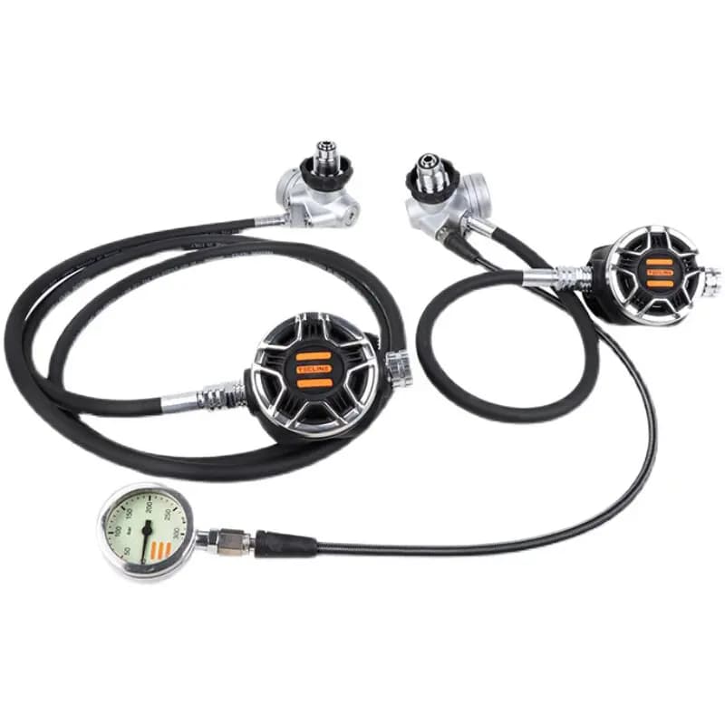 TEC2 with residual pressure gauge, technical diving double bottle regulator hole diving