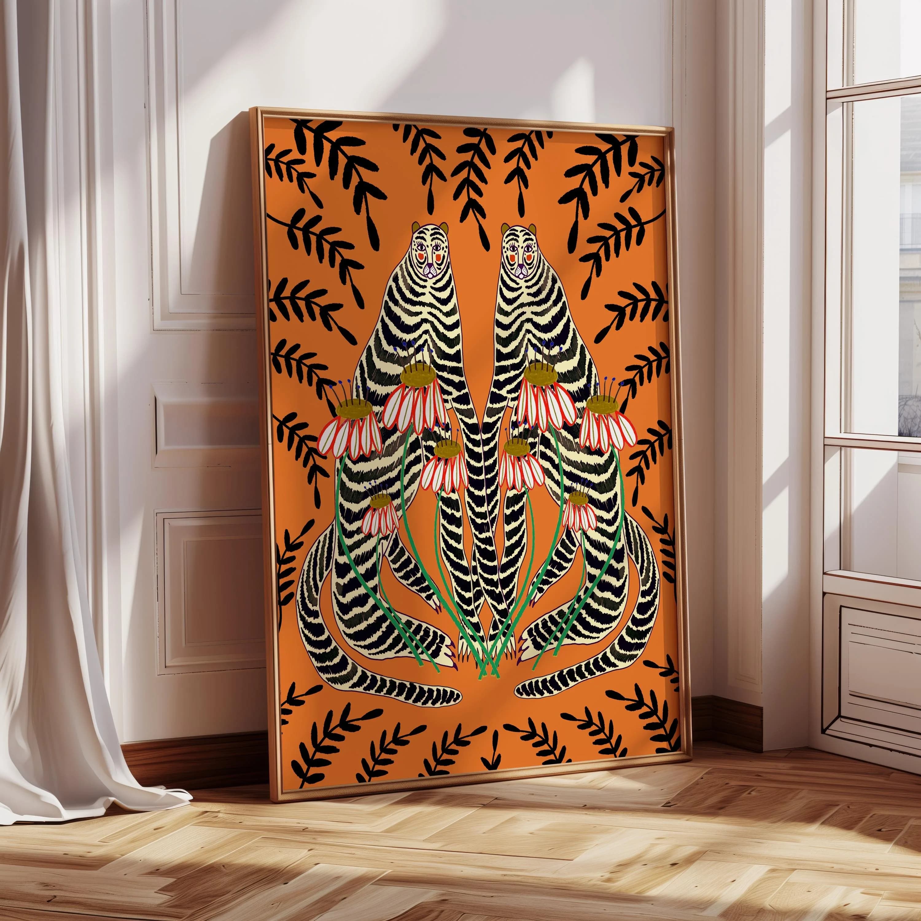 Tiger Therapy Art Print, Bright Home Decor, for Kitchen, Bedroom, Dining, Living Room, Office, House Warming,  Animals Wall Art