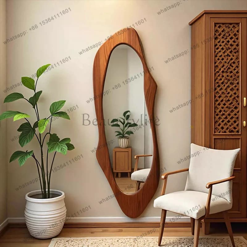 LD Korean Style Wavy Mirror Bathroom Makeup Vanity Aesthetic Irregular Modern Mirror Funky Dressing Table Spiegels