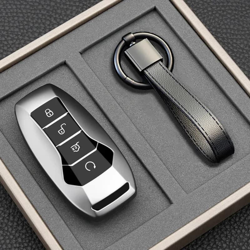 Key Case Cover for BYD Song Plus Atto 3 Han EV Tang DM Qin Seal Dolphin Leather Metal Remote Fob Holder Keychain Car Accessories