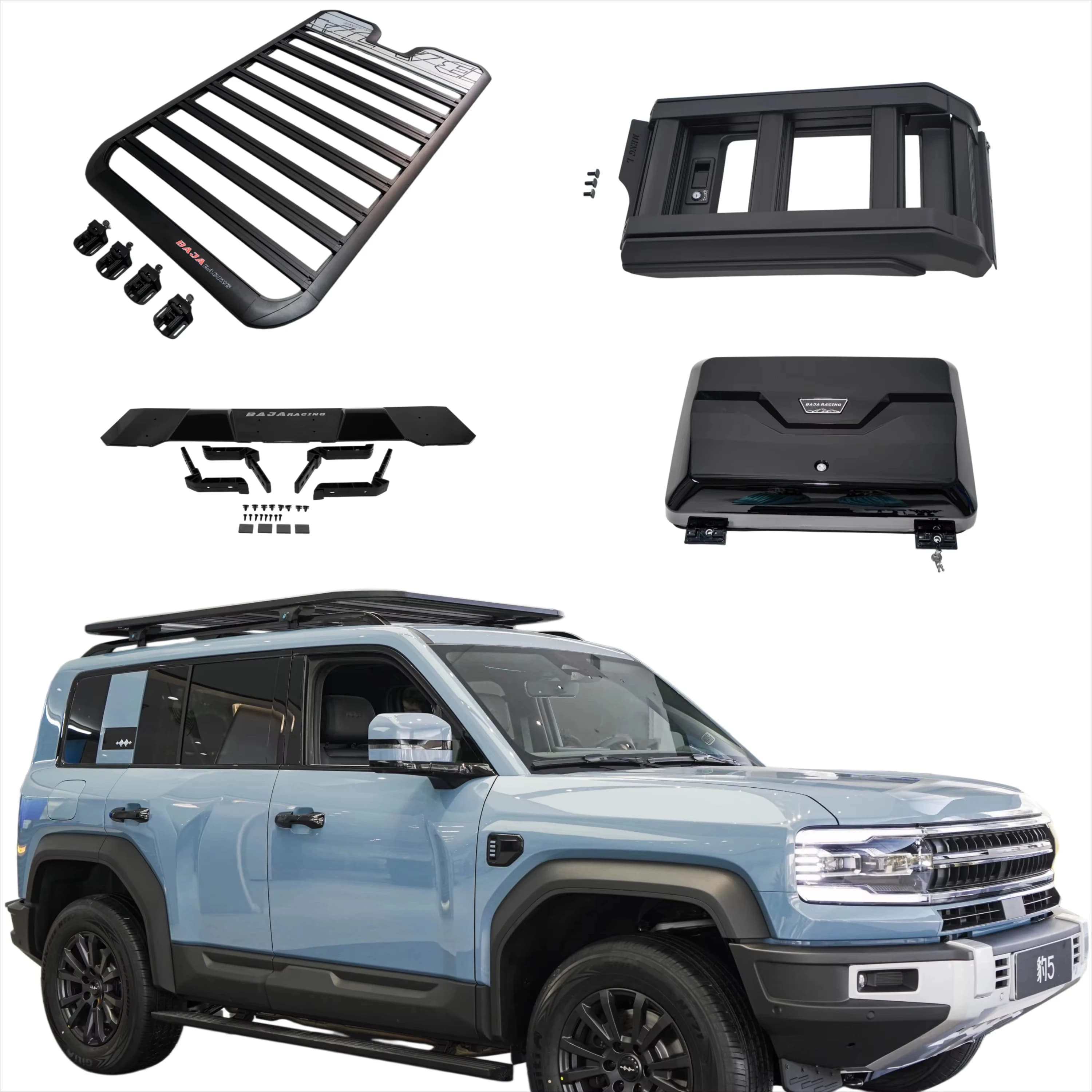 CAR ROOF RACKS ALUMINUM ALLOY PLATFORM SIDE LADDER STORAGE BOX  RUNNING BOARD SIDE STEP for BYD LEOPARD 5 FANGCHENGBAO 5 Denza 5