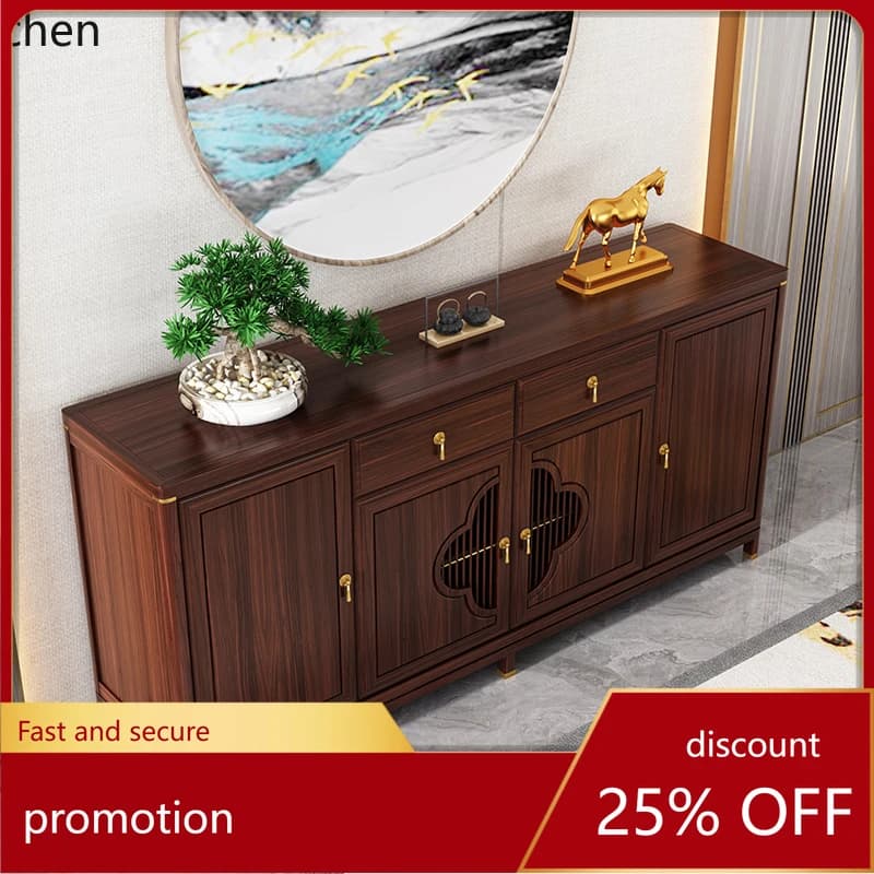 HT side cabinet solid wood home dining room cabinet ebony living room locker foyer