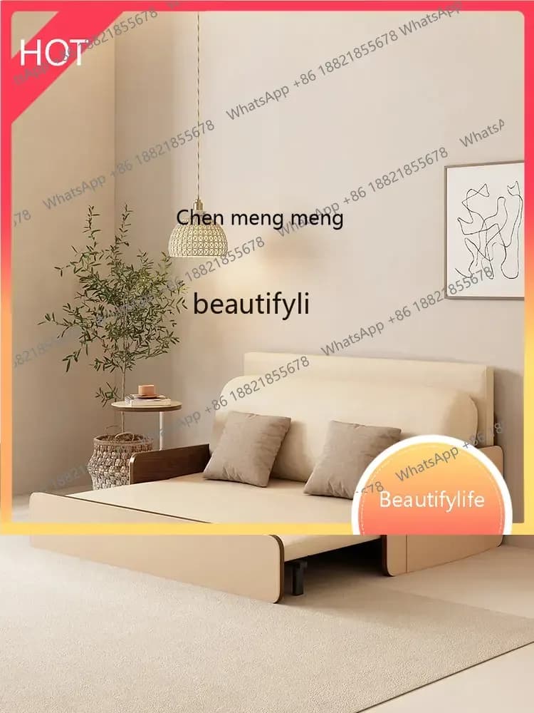 new Nordic Double Sofa Bed Retractable Folding Bed Living Room Bedroom Dual-Use Multifunctional Fabric Lazy Sofa ss 8617