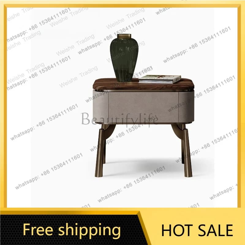 zj.North American walnut bedside table, villa whole house with bedroom series, light luxury bedside table