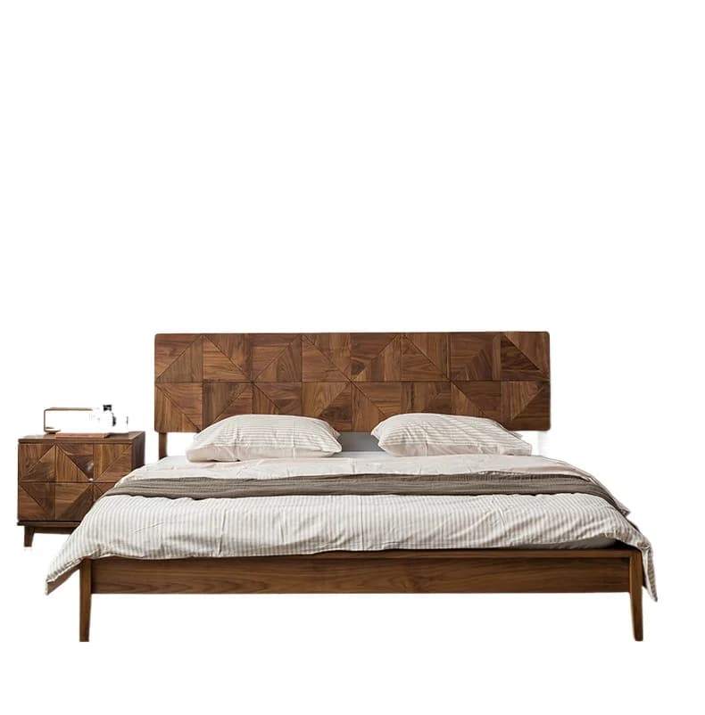 Nordic black walnut double bed 1.8 meters 2 meters all solid wood modern simple big bed master bedroom wedding pure solid wood