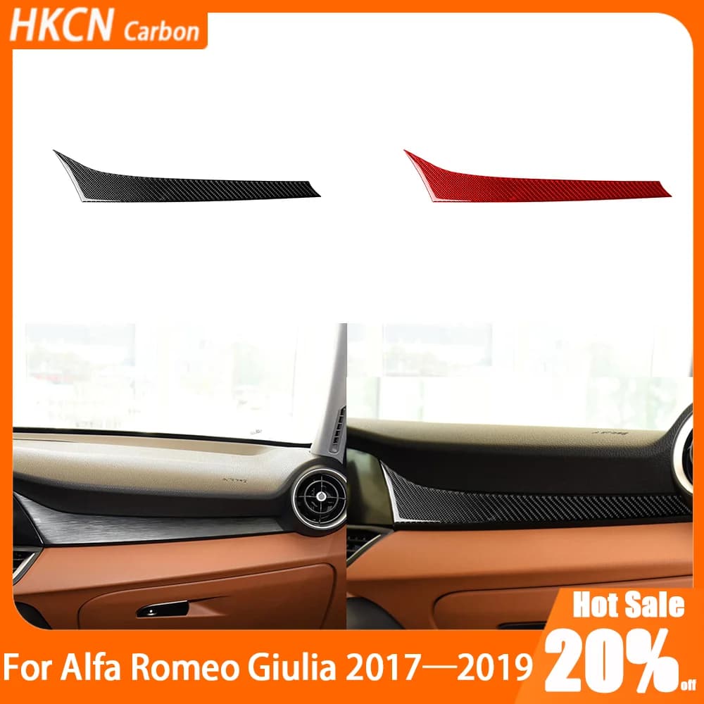 Carbon Fiber Dashboard Decorative Strip Car Accessories Interior Cover Trim Modified Sticker For Alfa Romeo Giulia 2017—2019