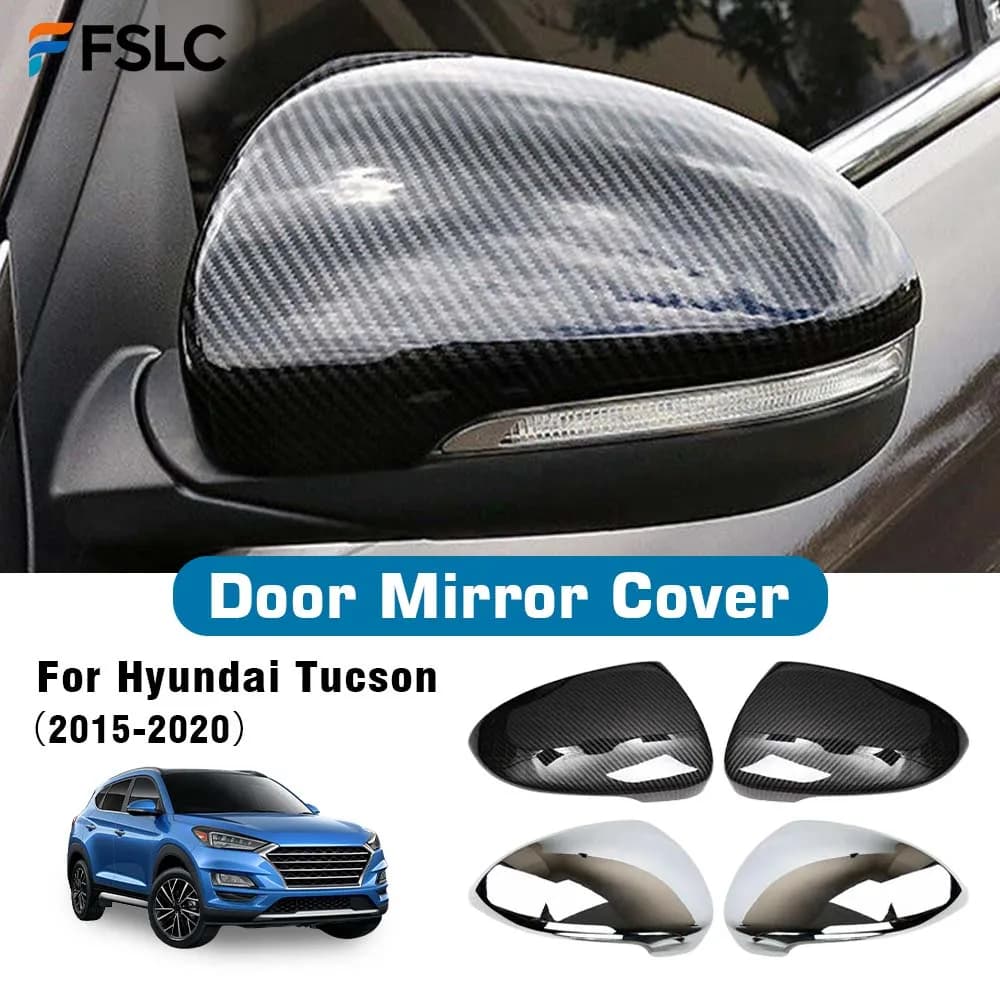 Car Decoration Door Mirror Cover For Hyundai Tucson 2015-2020 Car Rearview Accessories Silver Carbon Fiber Exterior Styling