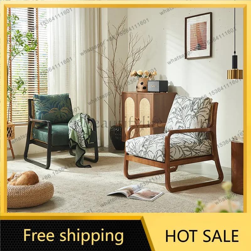 LD Nordic simple modern ash wood creative balcony B & B living room rattan chair