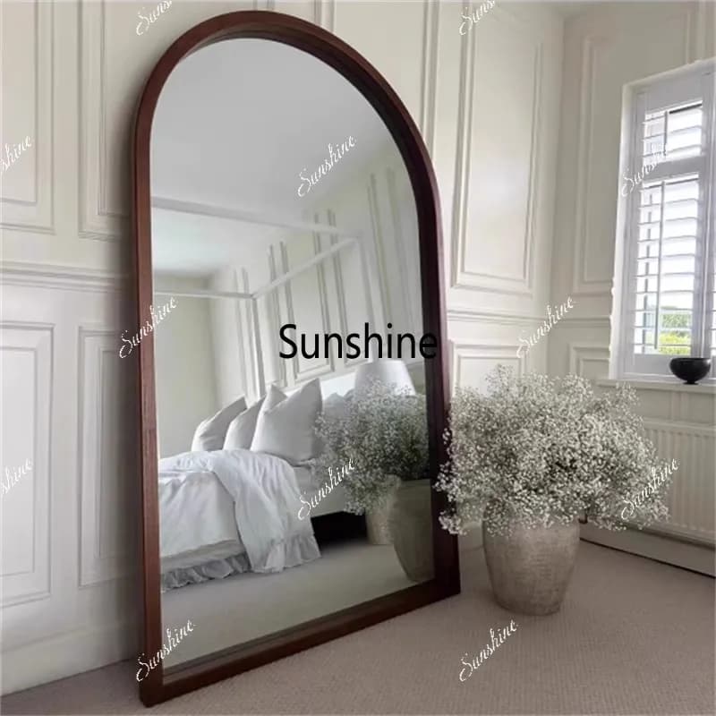 Retro Style Furniture Living Room Full-length Wooden Frame Mirror Customized Size Clothing Store High-Definition Large Mirror
