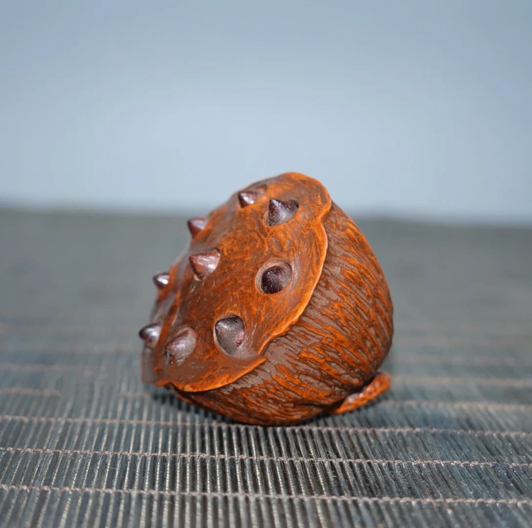 Antique Collection Huangyang Wooden Carved Lotus Peng Statue Handheld Piece