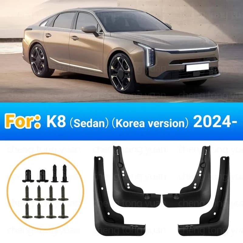Car Mud Flaps for Kia K8 2024 2026 4Door Sedan Korean Version Front Rear Mudguards Splash Guards Custom Fit Auto Accessories