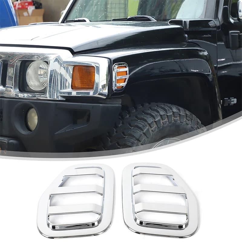 For Hummer H3 2005-2009 ABS silver car side turn signal protective grille decorative sticker exterior modification accessories