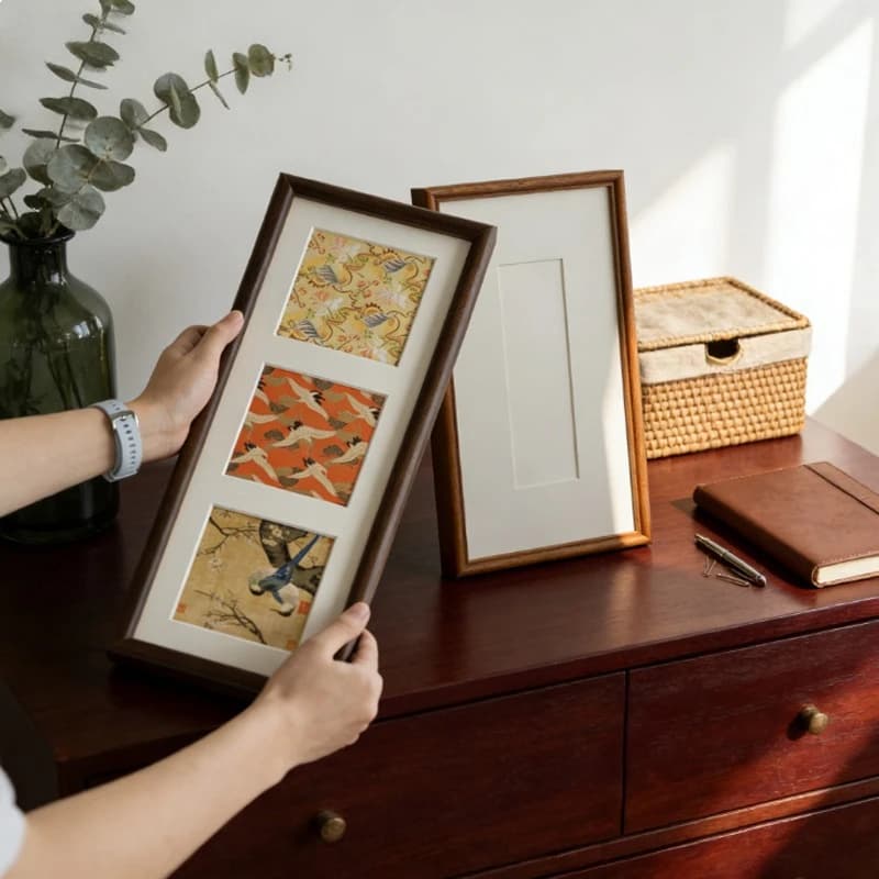 Solid Wood Calligraphy Photo Frame Stable Structure Long Term Storage Art Exhibitions Home Decoration Calligraphy Collections