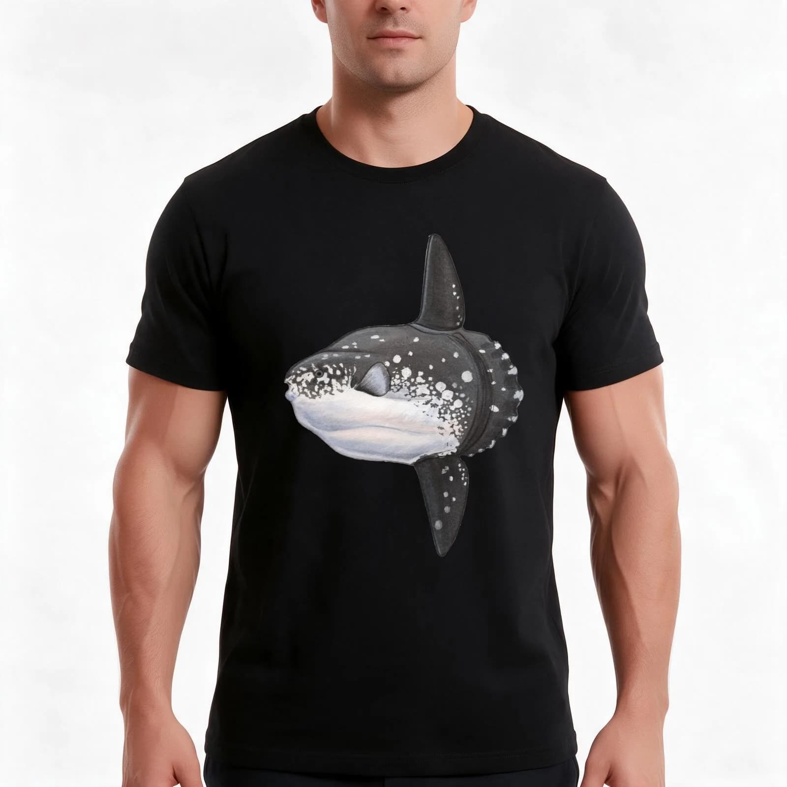 Ocean sunfish, mola mola T-Shirt, Summer Casual Cotton Tee, Oversized Streetwear Tops, Vintage Graphic Print, Unisex Men Women