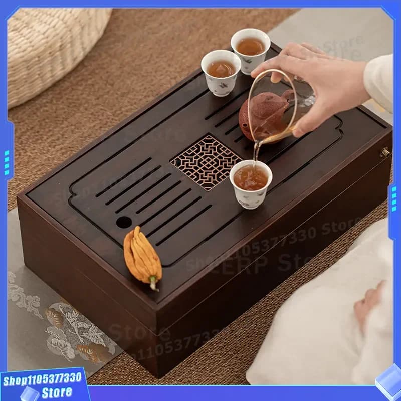 Solid Wood Tea Tray Household Dry Brewing Table Storage Kung Fu Tea Set Simple Zen Style Chinese New Design for Home Use