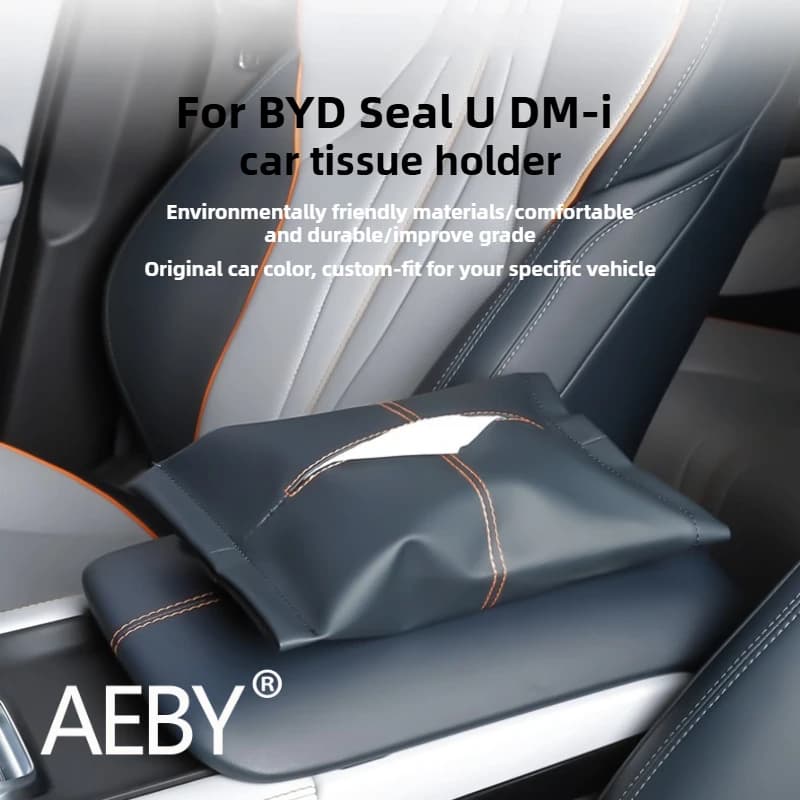 AEBY For BYD Seal U DM-i 2020-2025 Car Headrest Tissue Dispenser, Leather Paper Box Holder,  Car Interior Organizer Accessories