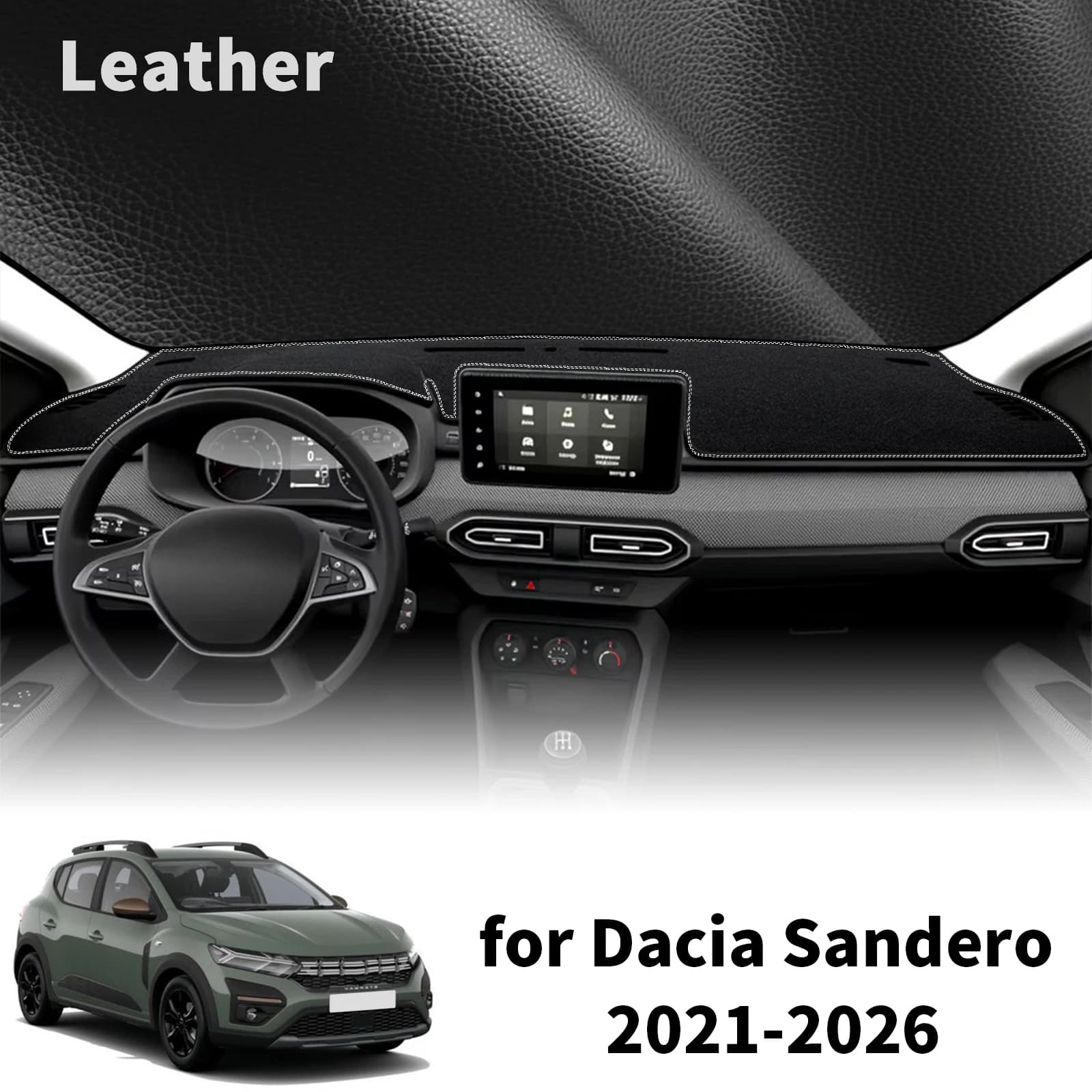 for Dacia Sandero 2026 2025 2024 2023 2022 2021 Car Dashmat Dashboard Cover Pad DashMat Sunshade Protective Carpet Accessories