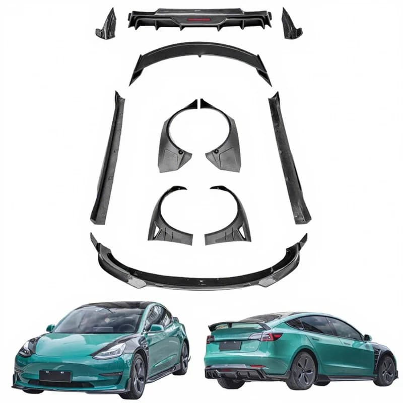 High Quality CMST Carbon Fiber Exterior Body Kit Front Lip Side Skirt Wheel Arch Diffuser Spoiler For 2019-2023 Model 3