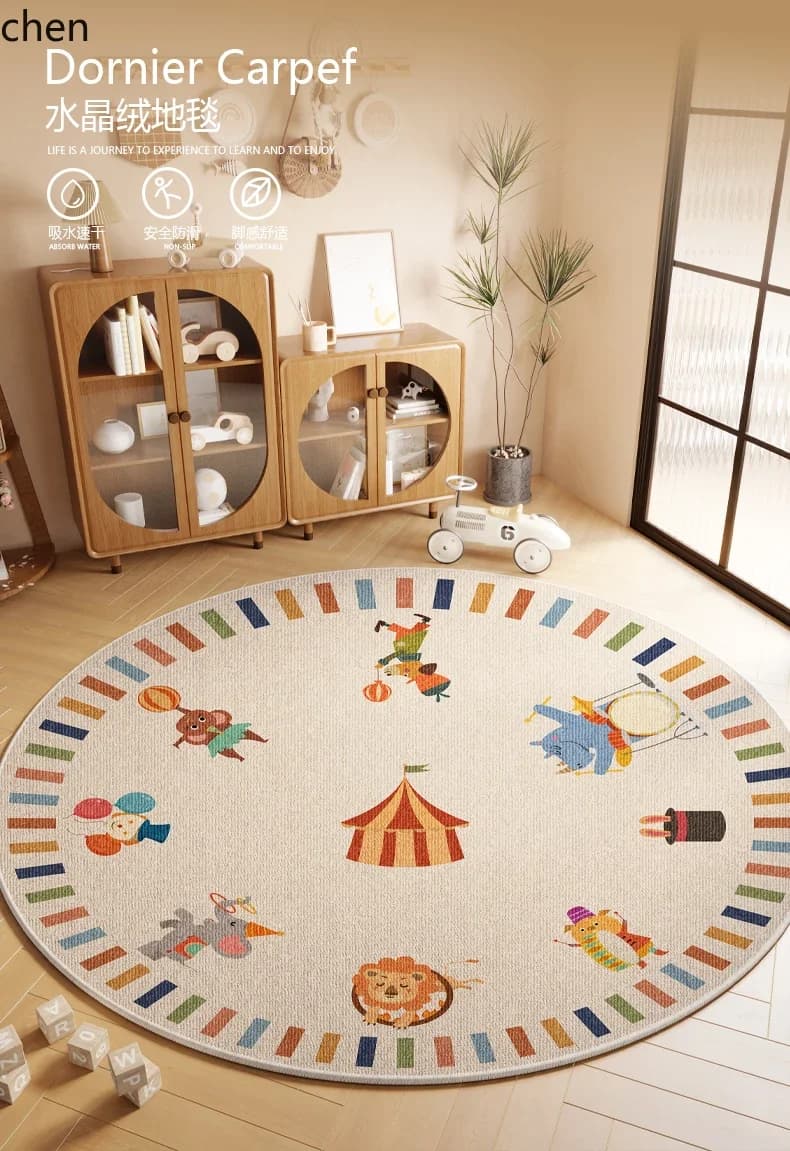 L20- Round Carpet Room Arrangement Parking Lot Reading Area Crawling Mat Living Room Study Mat