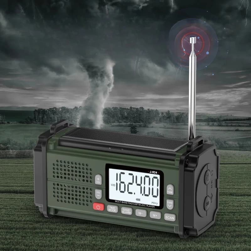 Emergency Radio SOS Flashlight, Power Bank, Solar Hand Generator