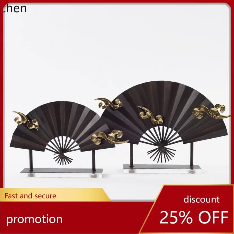 ZML metal folding fan ornament decoration for home living room, TV cabinet, entrance hall, fan decoration, decorative craft