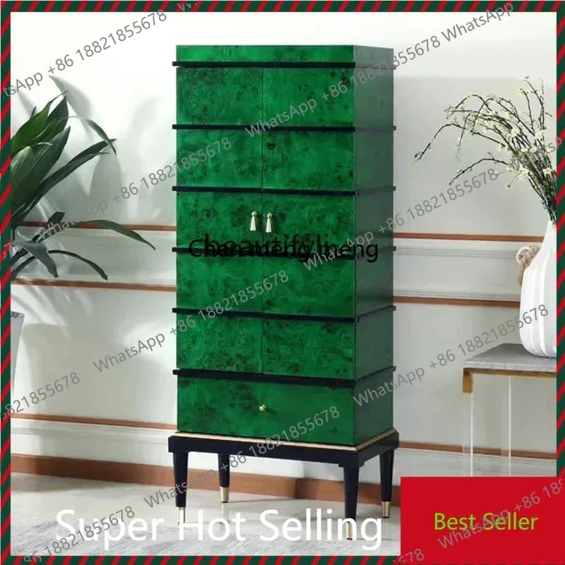 Z0189xzlt Light luxury cabinet grandmother green living room decoration American high shoe dining side cabinet wine cabinet