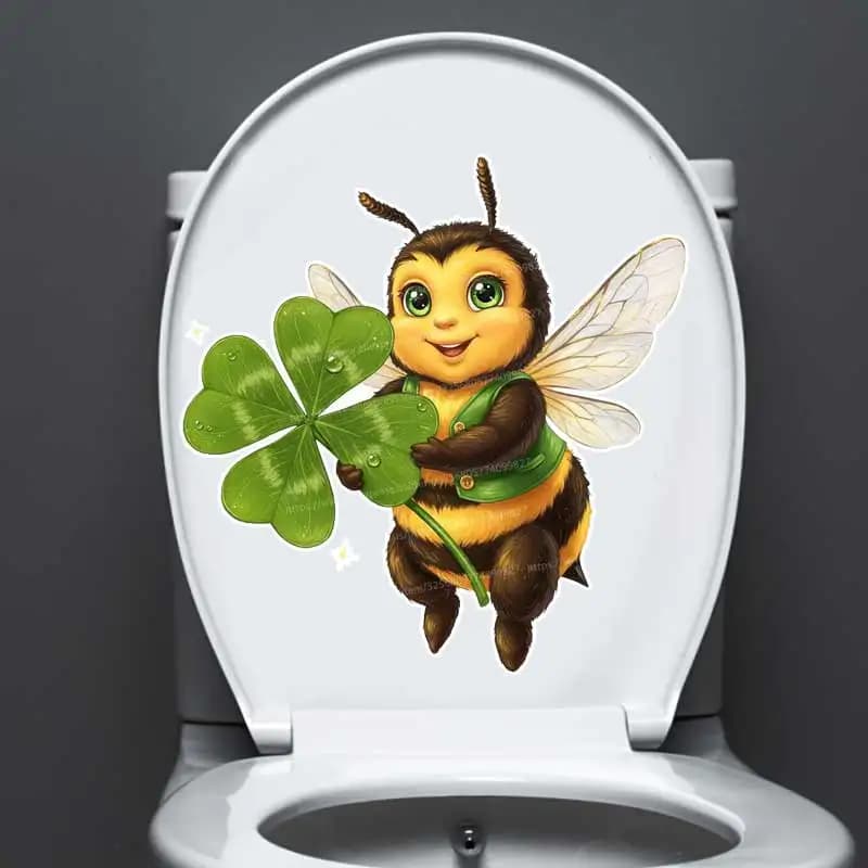 Cute Bee Wall Sticker Bathroom Toilet Decor Living Room Cabinet Refrigerator Home Decoration Waterproof Decals Stickers M1462