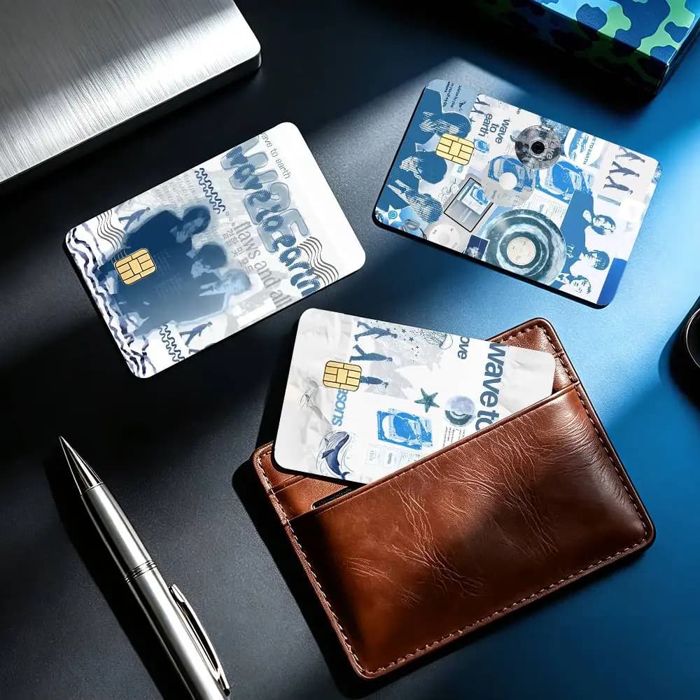 W-Wave To Earth Summer Flows 4pcs 1Set Card Stickers Small Waterproof Chip 4PCS Card Sticker Anti-Scratch